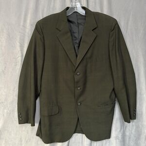 Vintage Griffon Blazer Mens 44 Olive Green Three Button Sport Coat Classic 70s